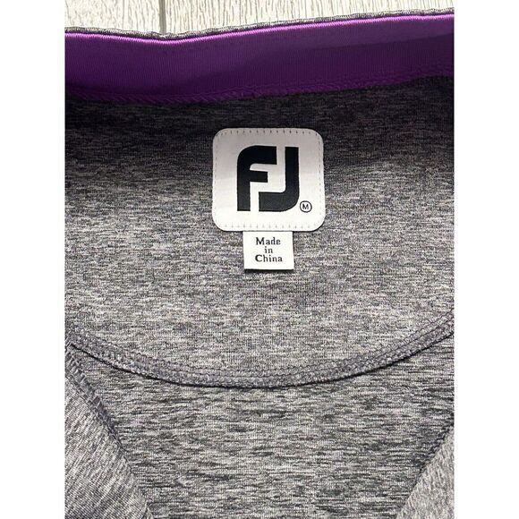 Footjoy Jacket‎ Womens Medium Gray Heathered Purple Mock Neck Monogram - Picture 2 of 10